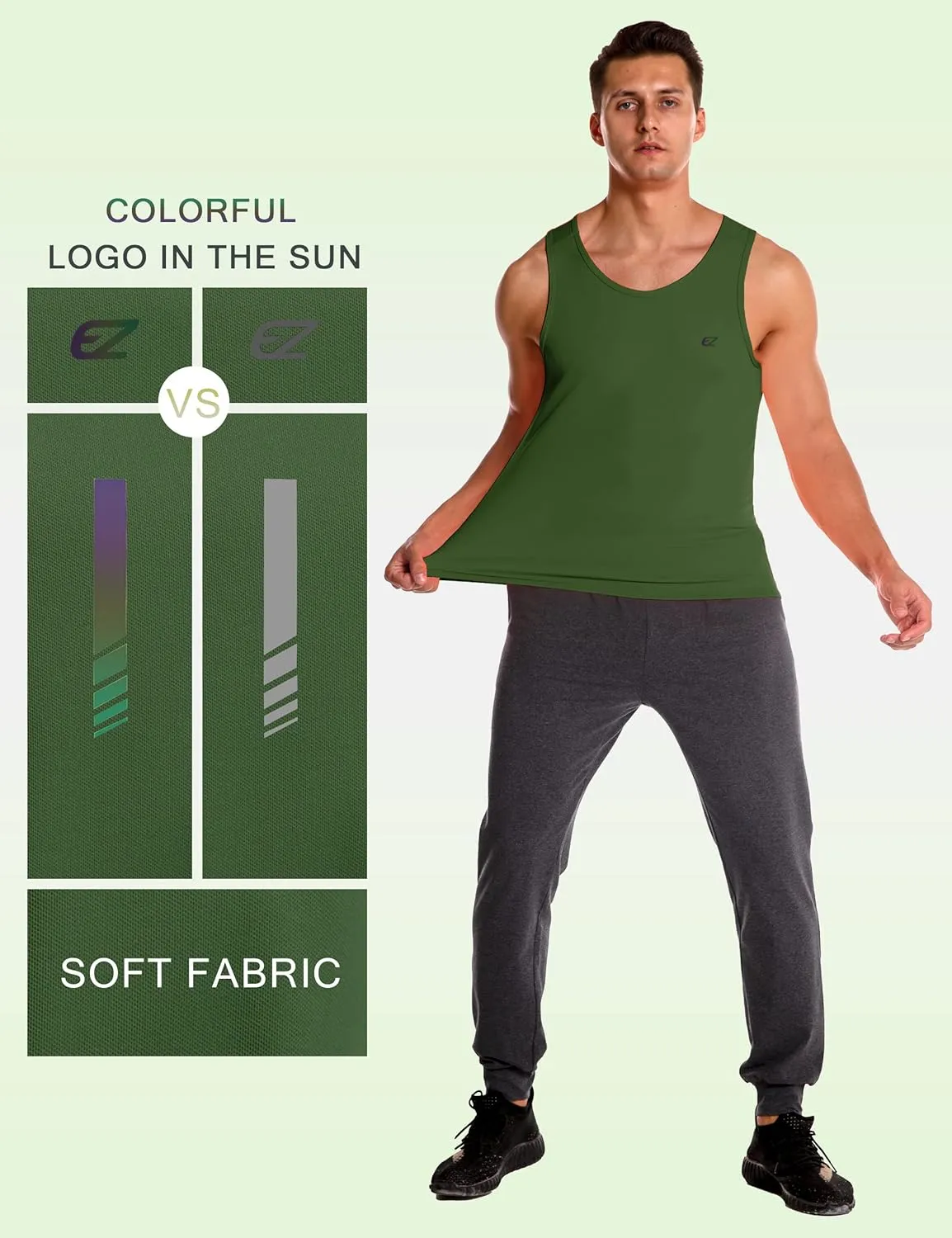 EZRUN Men's Tank Tops Quick Dry Workout Swim Beach Shirts Sleeveless Shirts for Bodybuilding Gym Fitness Training