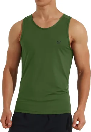 EZRUN Men's Tank Tops Quick Dry Workout Swim Beach Shirts Sleeveless Shirts for Bodybuilding Gym Fitness Training