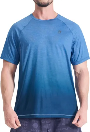 EZRUN Men's Workout Shirts Quick Dry Summer Swim T-Shirts Gym Athletic Running Short Sleeve Tshirts Casual Rash Guard