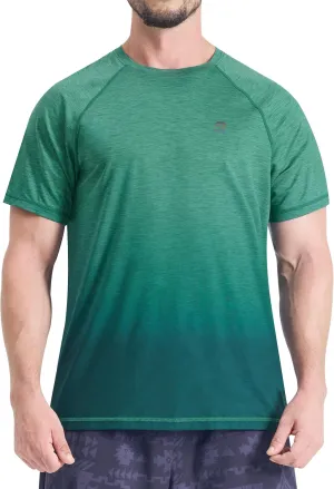 EZRUN Men's Workout Shirts Quick Dry Summer Swim T-Shirts Gym Athletic Running Short Sleeve Tshirts Casual Rash Guard