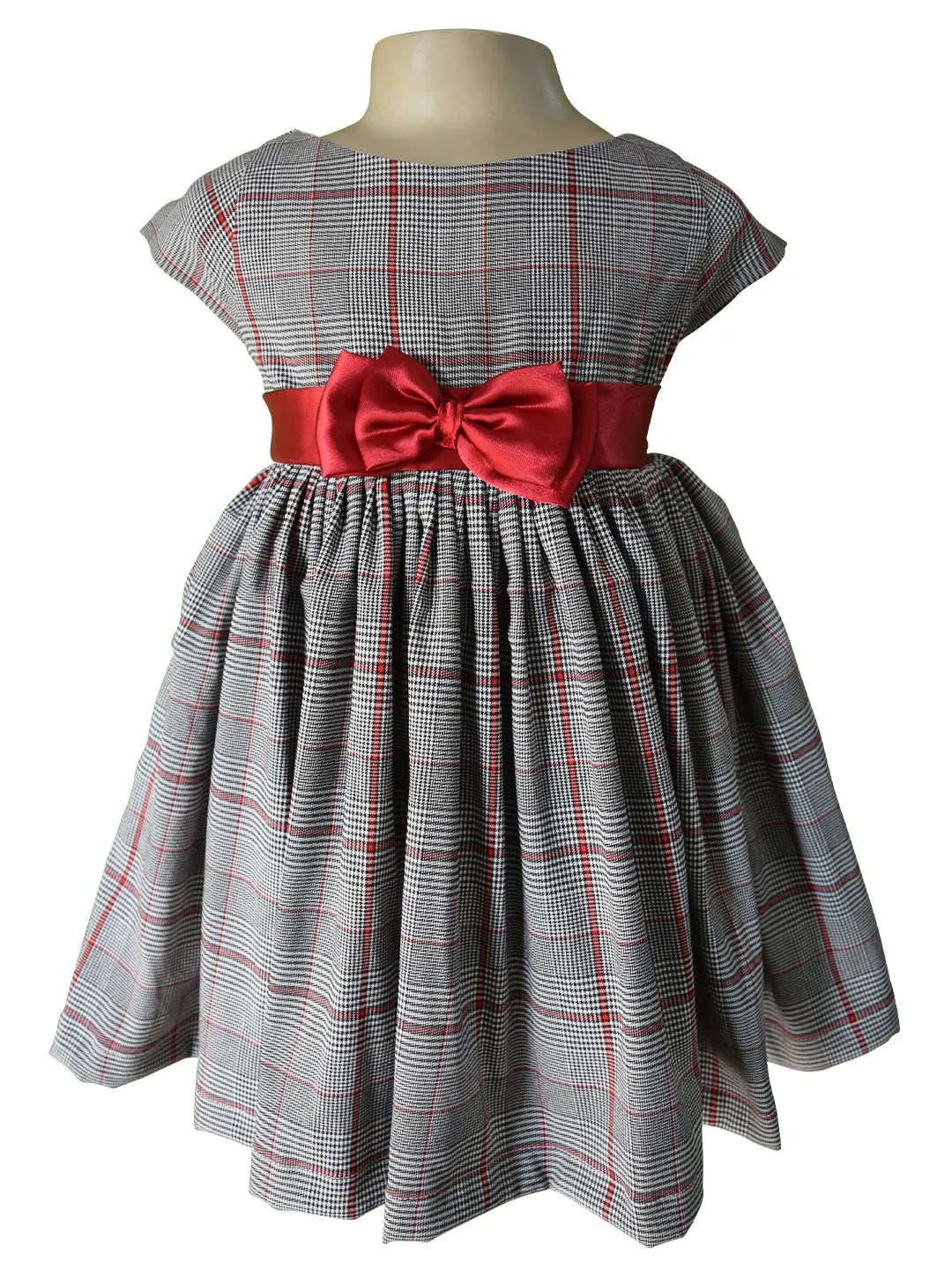 Faye Black & Maroon Checks Dress