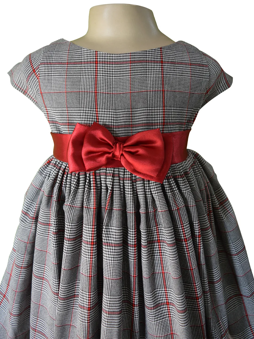 Faye Black & Maroon Checks Dress