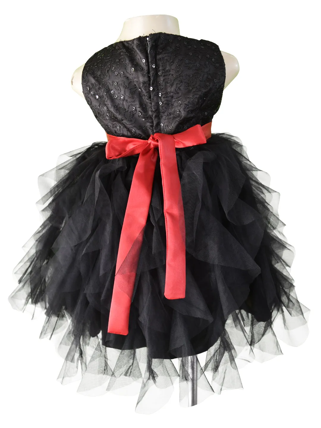 Faye Black Embroidered Waterfall Dress