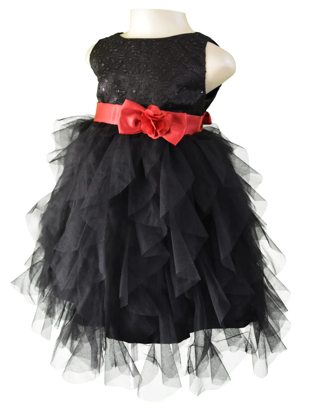 Faye Black Embroidered Waterfall Dress