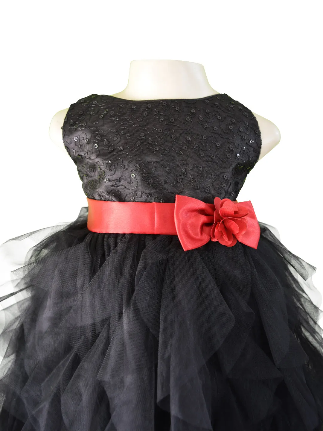 Faye Black Embroidered Waterfall Dress