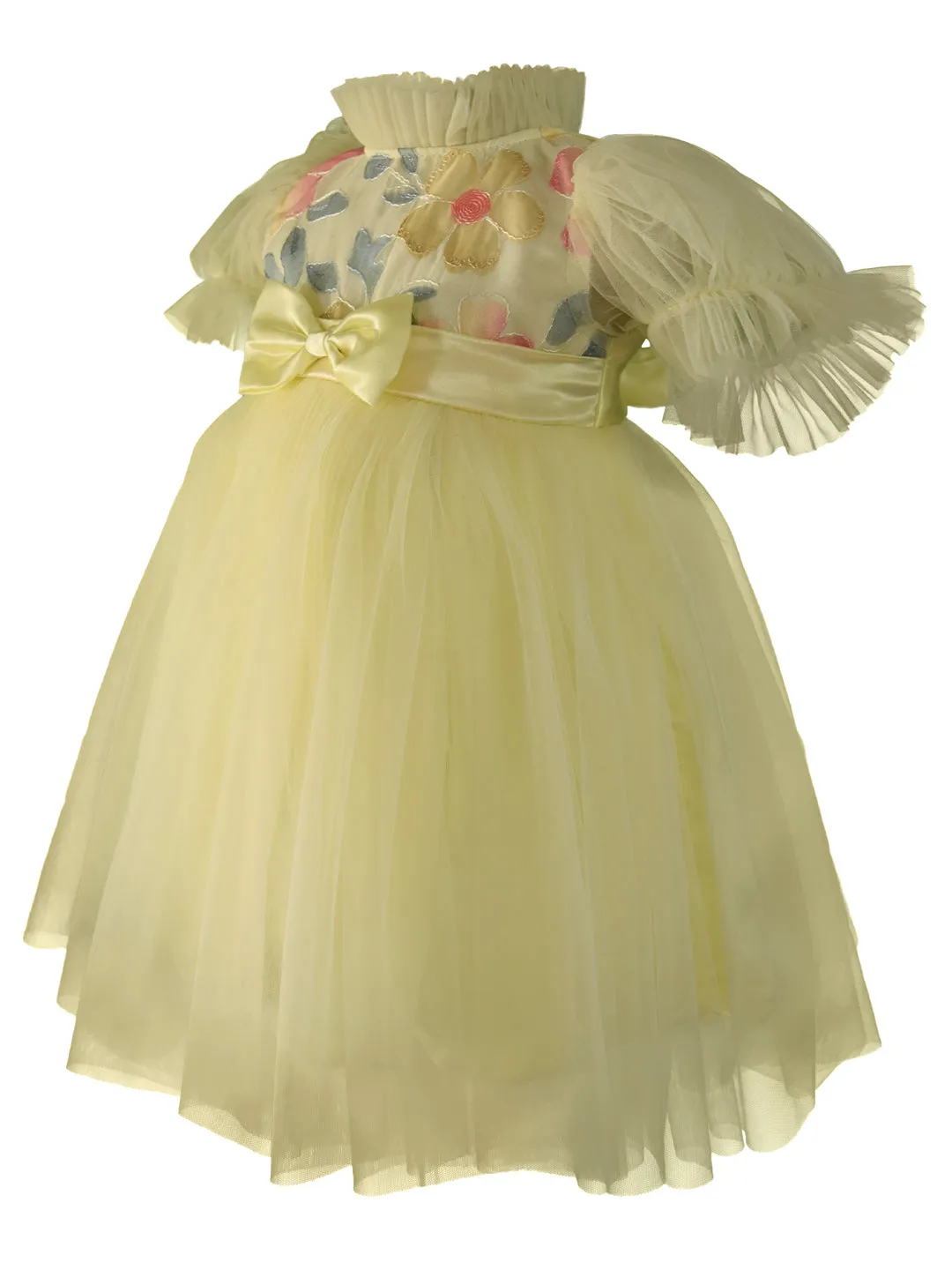 Faye Lime Yellow Embroiderd Dress
