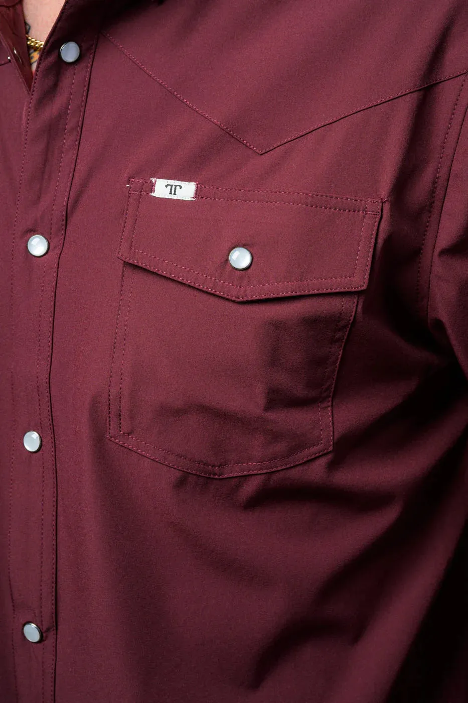 Ferrell - Maroon Short Sleeve Snap Shirt