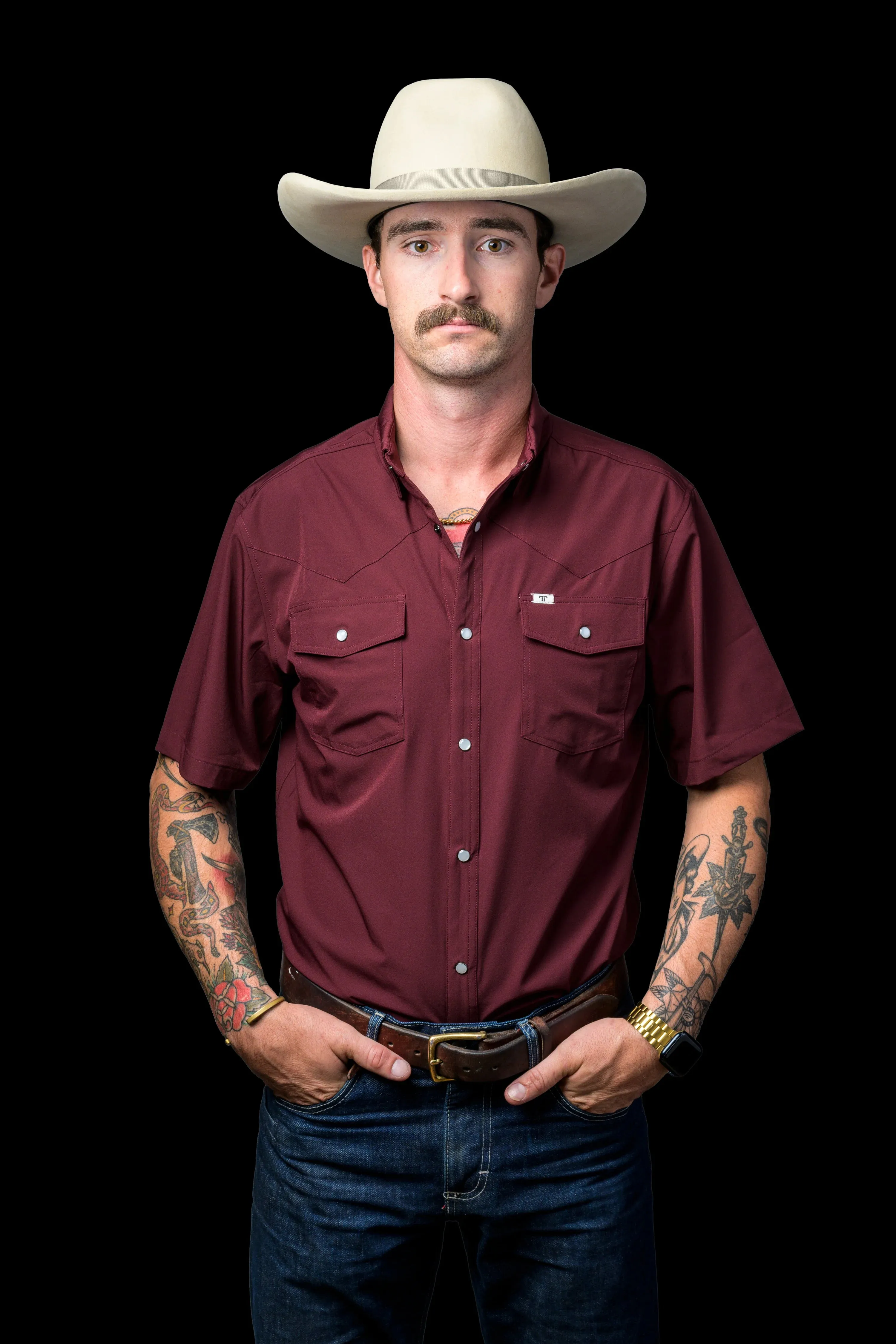 Ferrell - Maroon Short Sleeve Snap Shirt