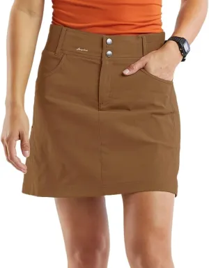 Fisoew Womens Mid Rise Running Tennis Skorts Casual Athletic Golf Hiking Relaxed Fit Skirts with Shorts Pockets Khaki