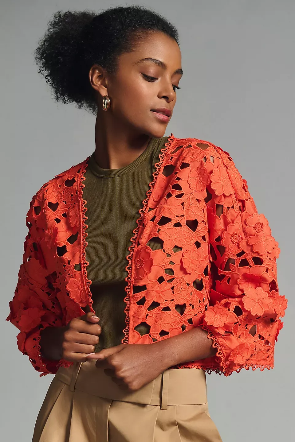 Floral Lace Cut Out Bolero