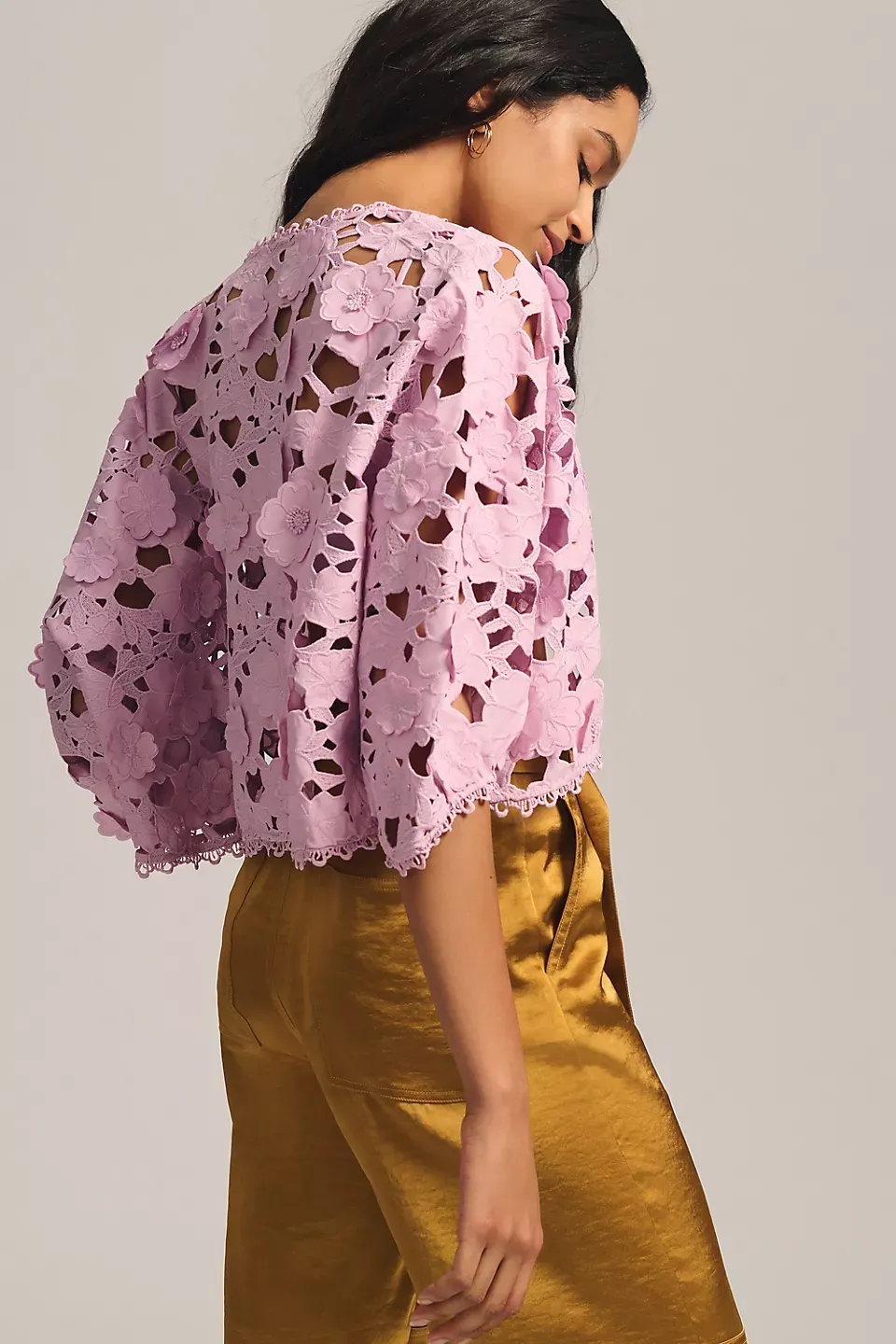 Floral Lace Cut Out Bolero