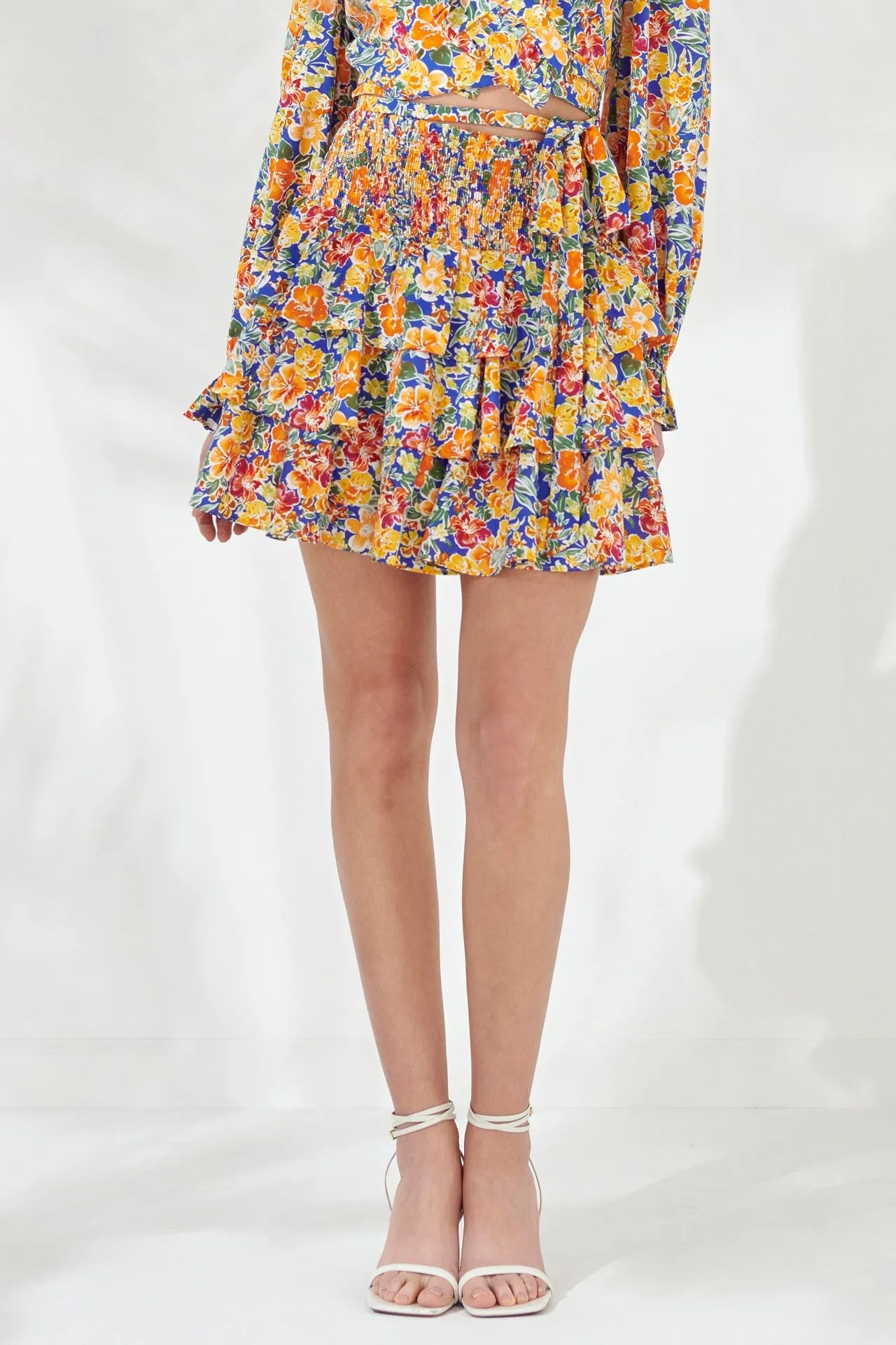 Floral Smocked Tiered Mini Skirt