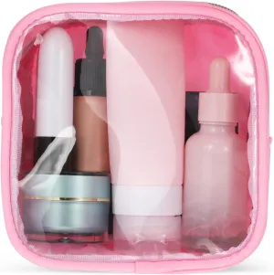FRCOLOR Mini Makeup Bag Diaper Bag Organizing Pouches Clear Front Zipper Pouch Small Clear Cosmetic Bag Makeup Bag for Purse Pink
