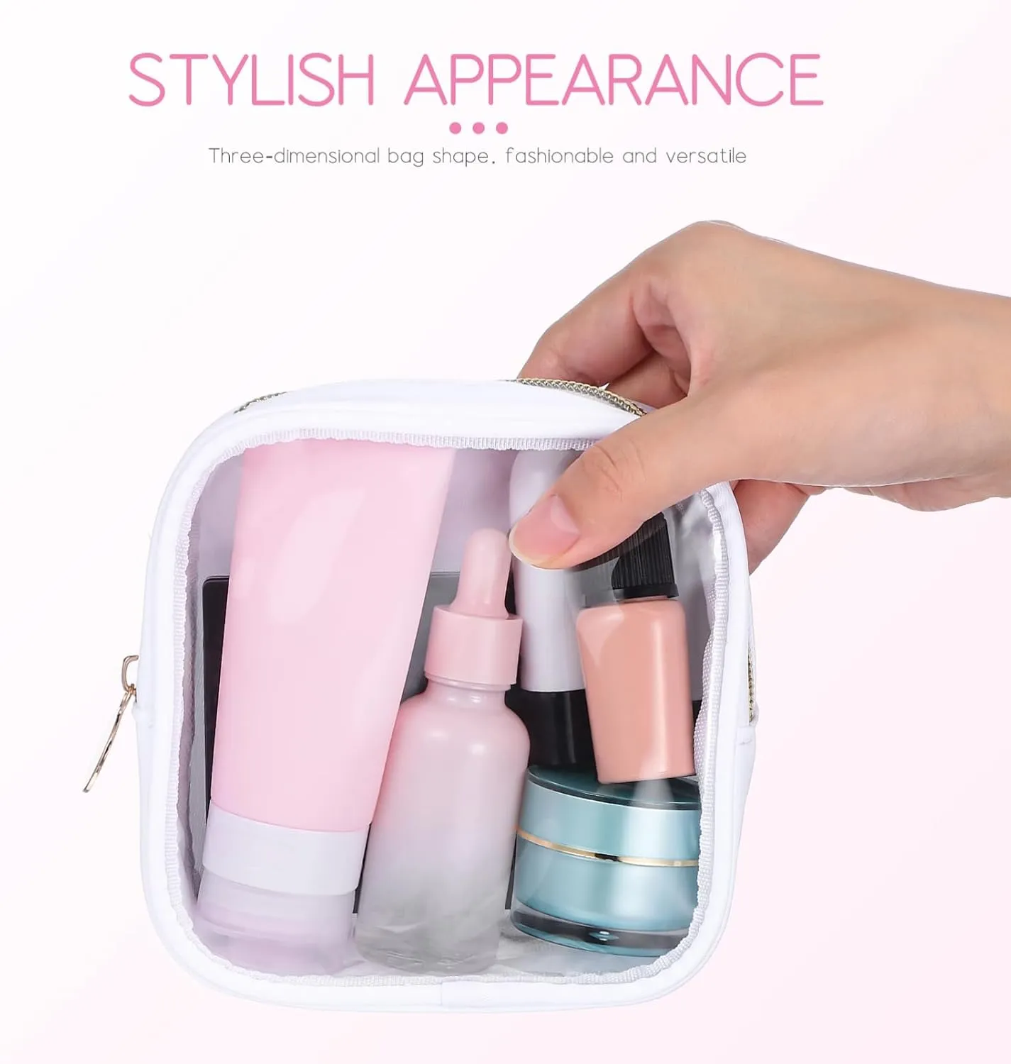 FRCOLOR Zipper Makeup Bag Mini Cosmetic Bag Front Zipper Closure Small Travel Pouch Makeup Organizer Pouch