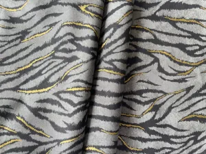 Futuristic Gold Metallic & Pewter Tiger Print Quilting Cotton (Made in Japan)