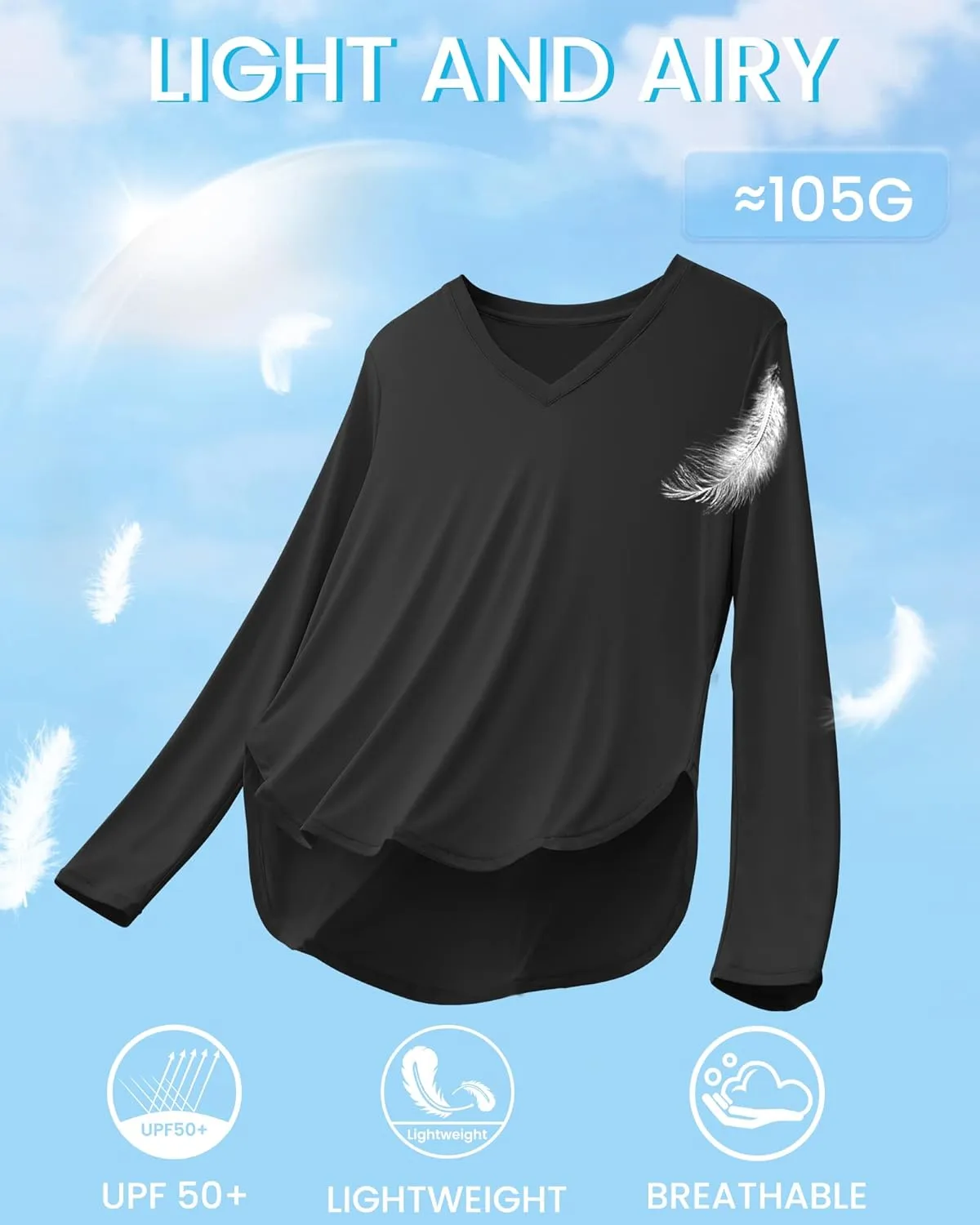 G4Free Long Sleeve Workout Tops for Women Lightweight Athletic Running Shirts UPF 50  UV Protection Sun Shirts