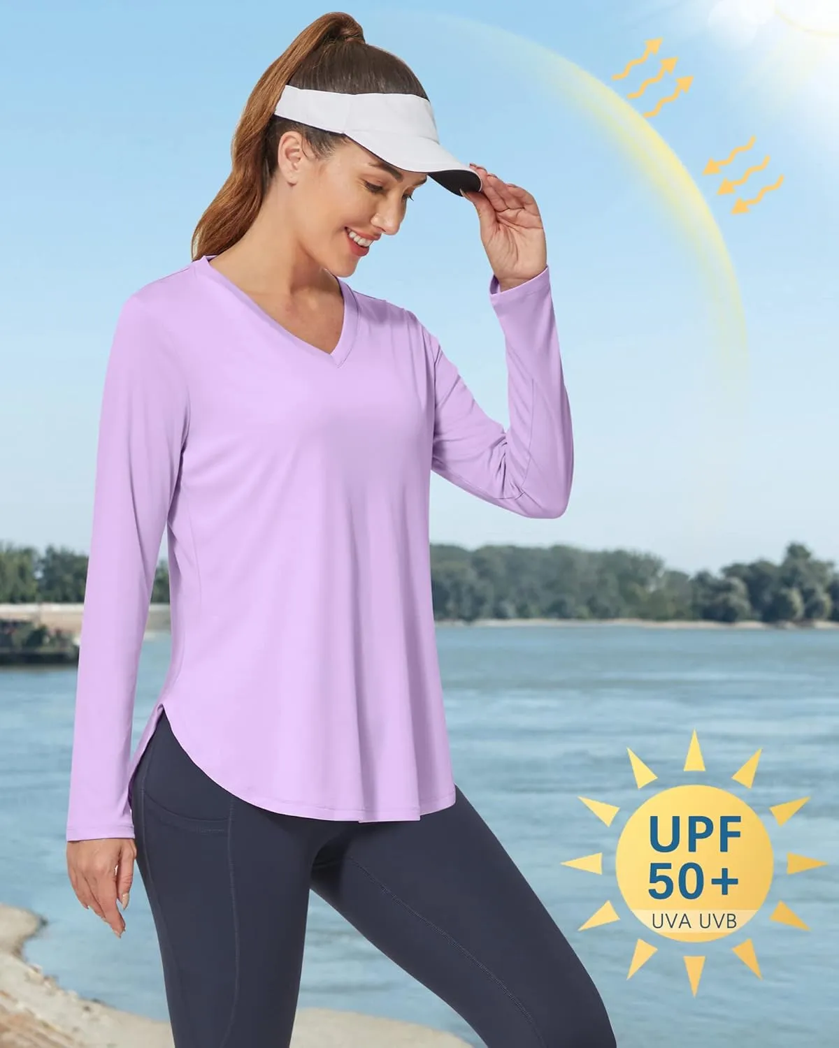 G4Free Long Sleeve Workout Tops for Women Lightweight Athletic Running Shirts UPF 50  UV Protection Sun Shirts