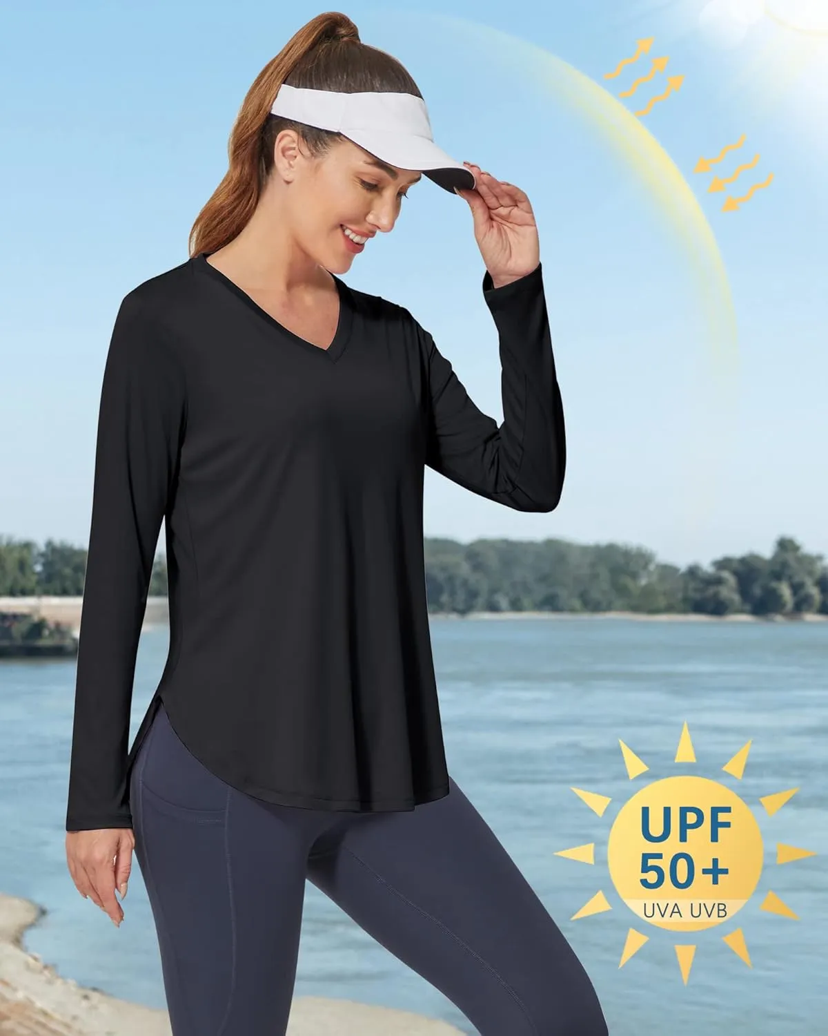 G4Free Long Sleeve Workout Tops for Women Lightweight Athletic Running Shirts UPF 50  UV Protection Sun Shirts