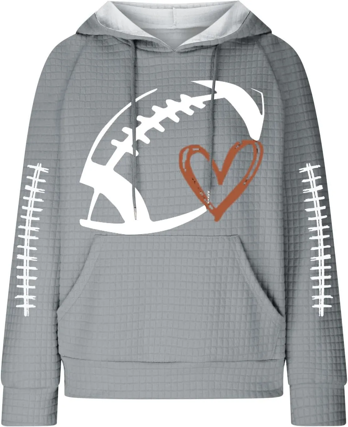 Game Day Shirts Women Long Sleeve Football Graphic Crewneck Sweatshirts Waffle Knit Hoodie Football Season Pullover