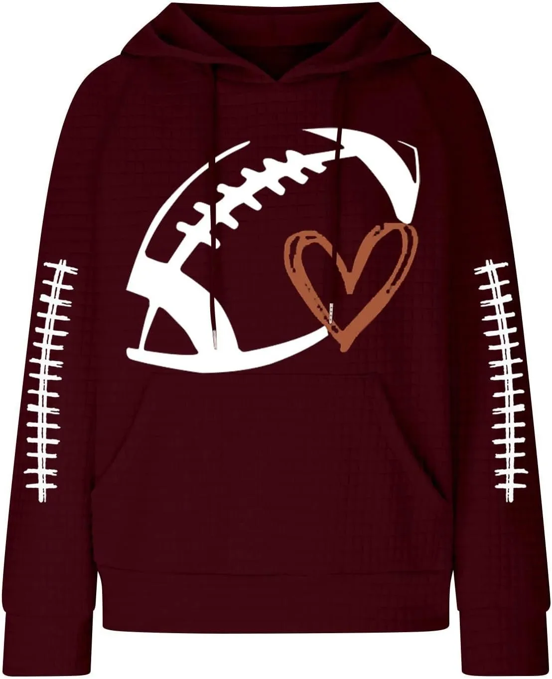 Game Day Shirts Women Long Sleeve Football Graphic Crewneck Sweatshirts Waffle Knit Hoodie Football Season Pullover