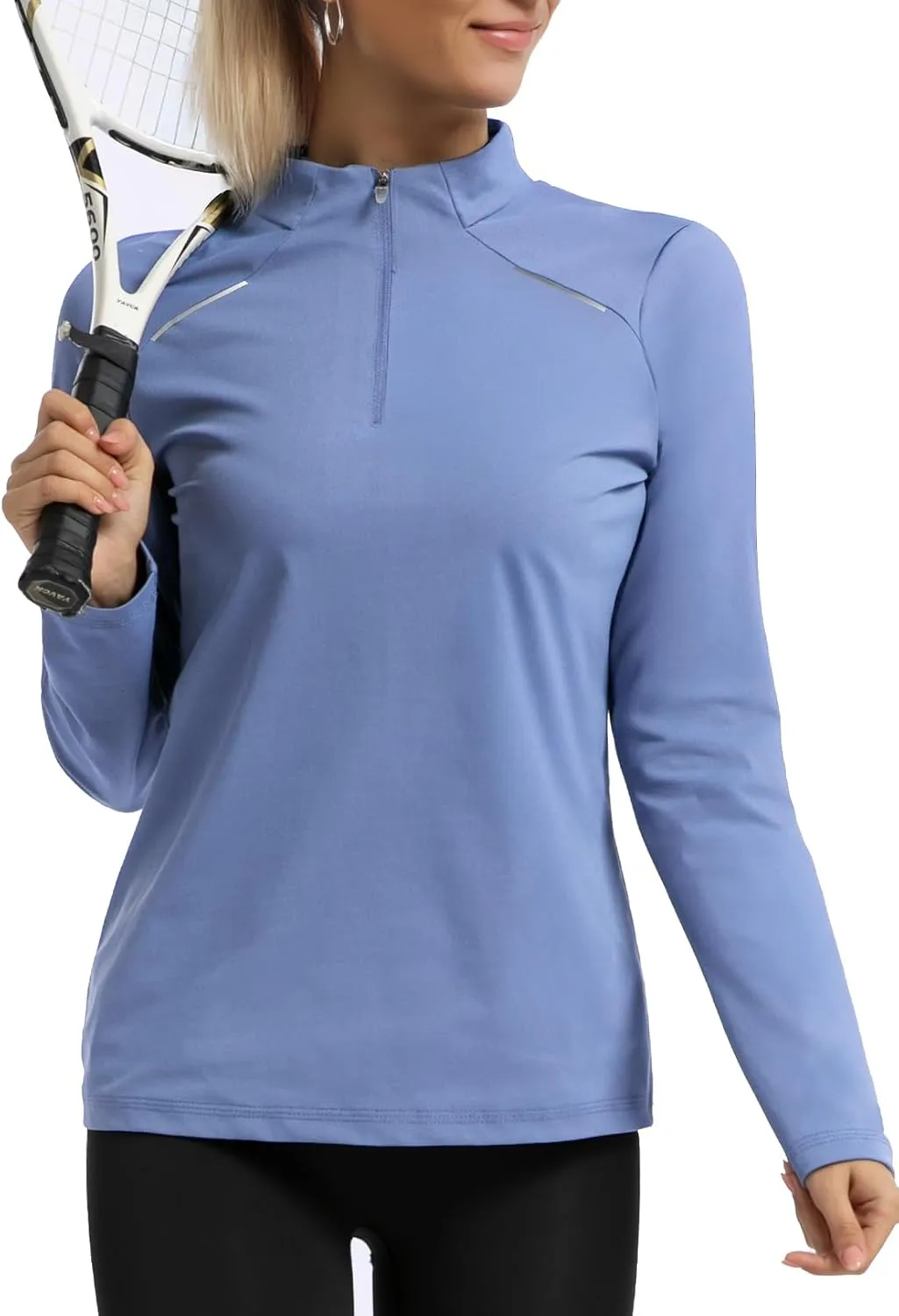 GEMYSE Women's 1/4 Zip Pullover Shirts Long Sleeve Workout Tops Quick Dry Casual Rash Guard Shirts