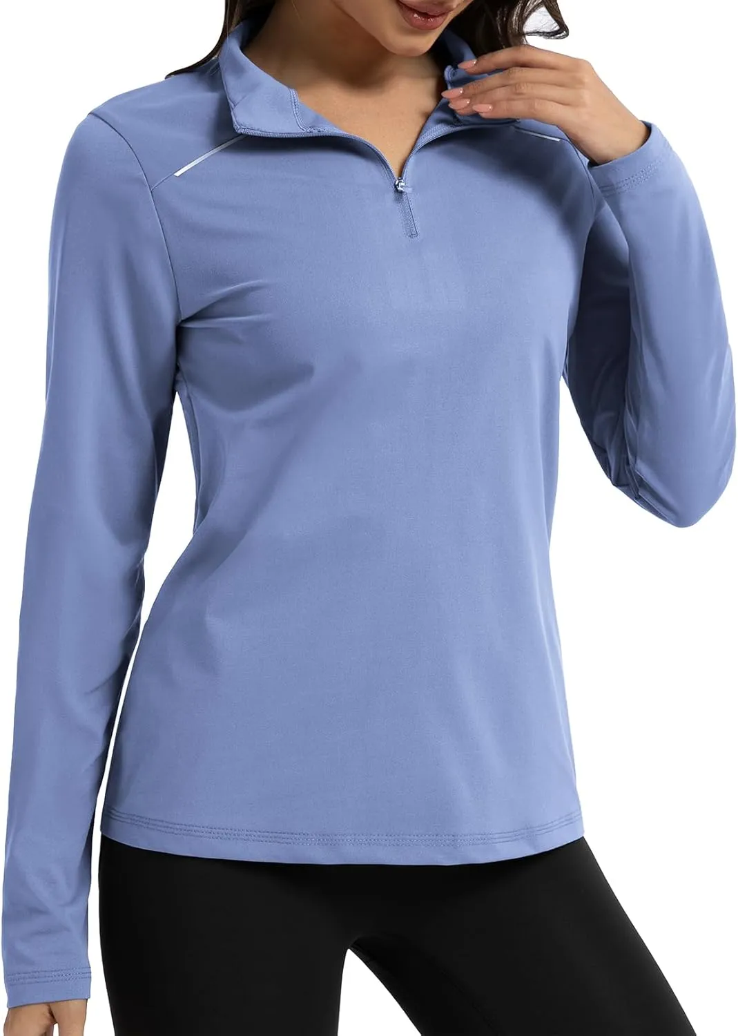 GEMYSE Women's 1/4 Zip Pullover Shirts Long Sleeve Workout Tops Quick Dry Casual Rash Guard Shirts