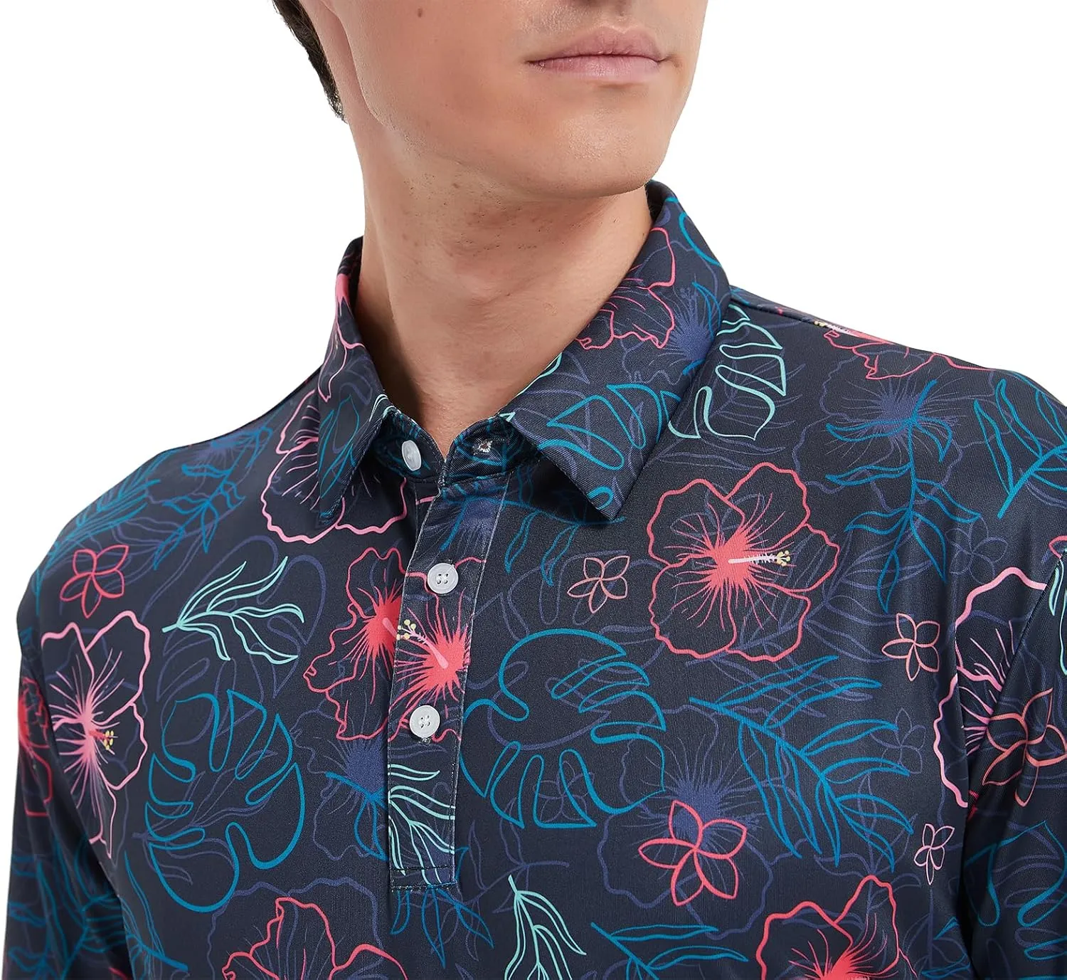 Golf Shirts for Men Dry Fit Short Sleeve Print Performance Moisture Wicking Golf Polo Shirts for Men