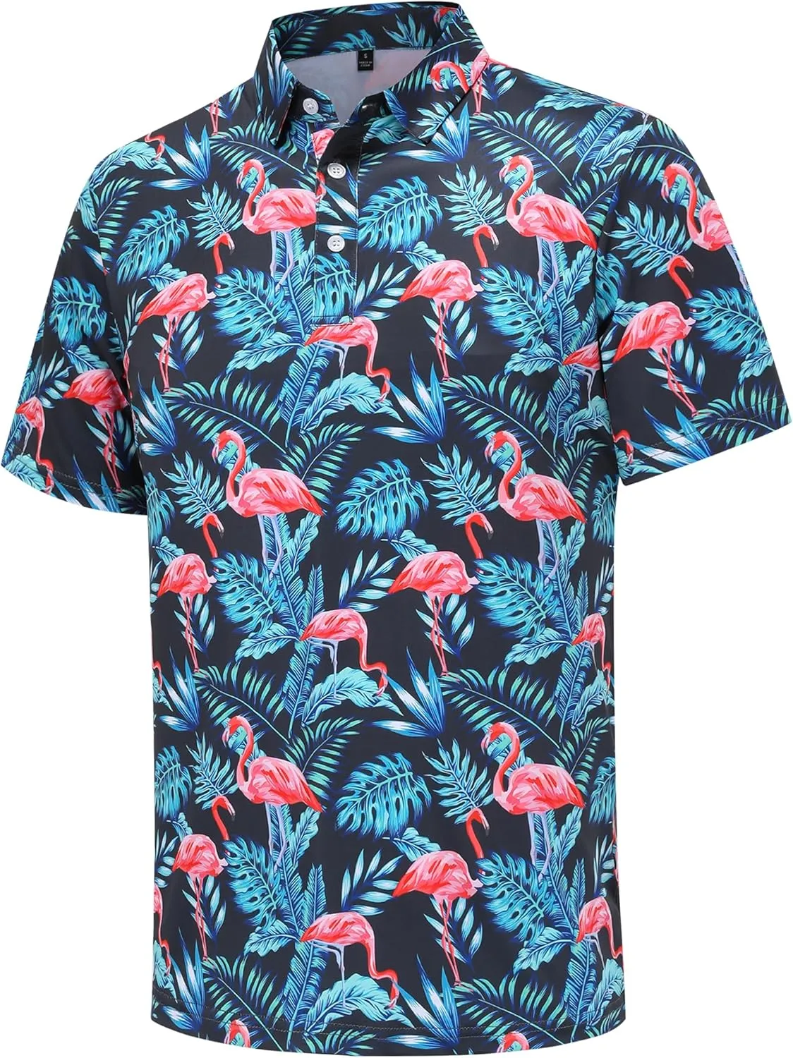 Golf Shirts for Men Dry Fit Short Sleeve Print Performance Moisture Wicking Golf Polo Shirts for Men