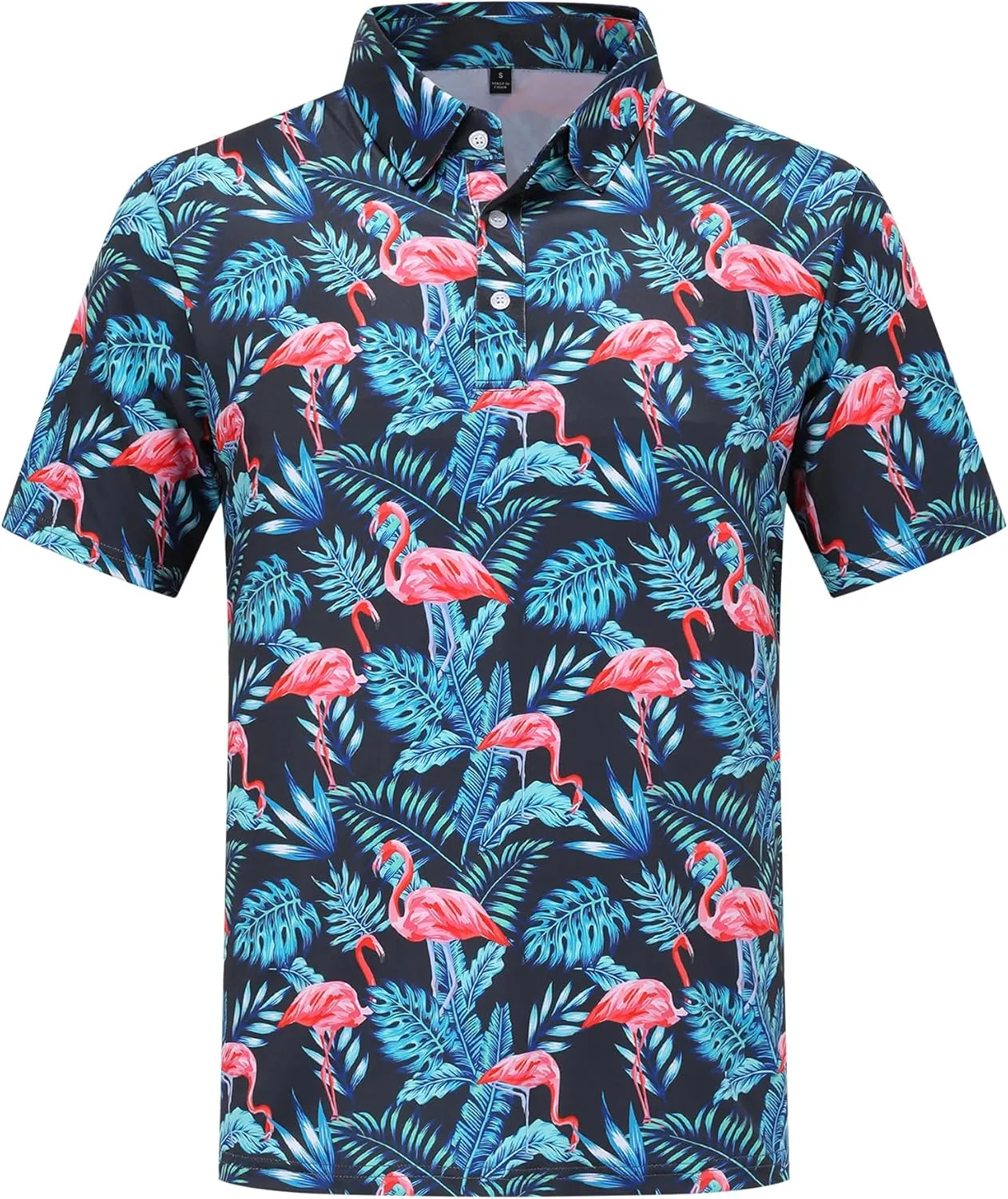 Golf Shirts for Men Dry Fit Short Sleeve Print Performance Moisture Wicking Golf Polo Shirts for Men