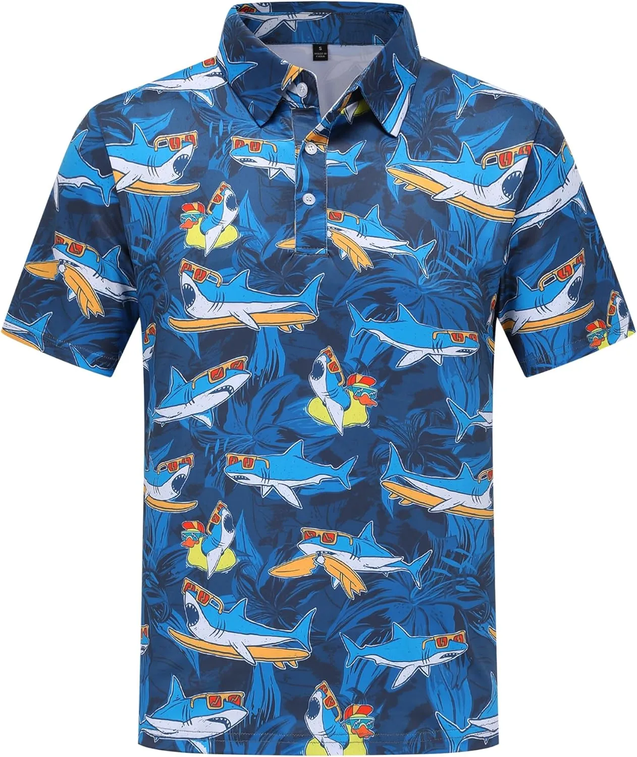 Golf Shirts for Men Dry Fit Short Sleeve Print Performance Moisture Wicking Golf Polo Shirts for Men