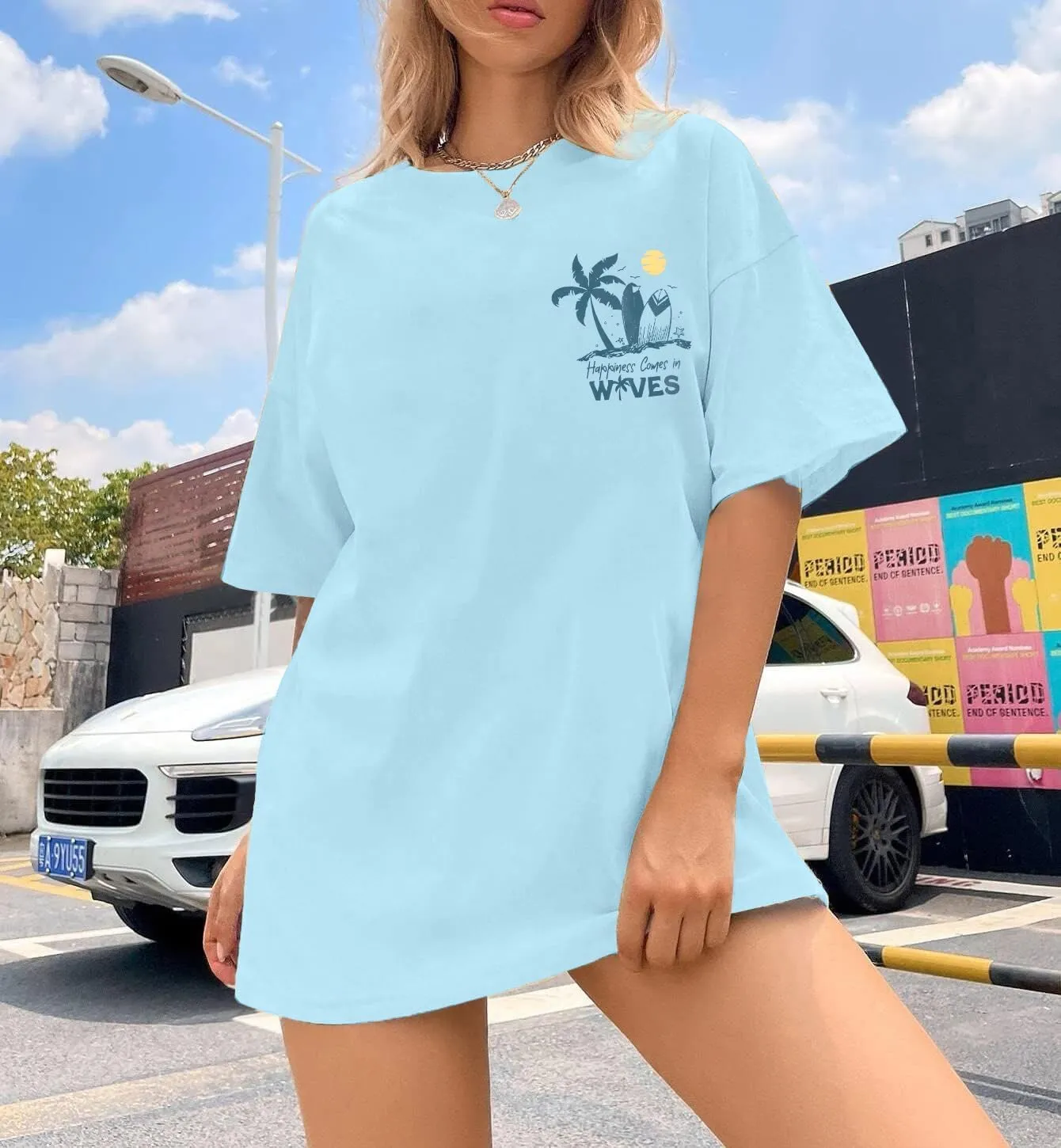 Graphic Tees Women Oversized T-Shirts: Summer Hawaiian Beach Tops Shirts Hawaii Tropical Beachy Short Sleeve Outfit