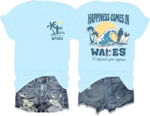 Graphic Tees Women Oversized T-Shirts: Summer Hawaiian Beach Tops Shirts Hawaii Tropical Beachy Short Sleeve Outfit