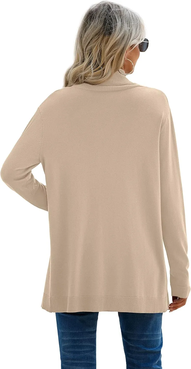 GRECERELLE Women’s Open Front Draped Lapel Cardigan Long Sleeve Loose Slouchy Lightweight Knit Soft Sweater