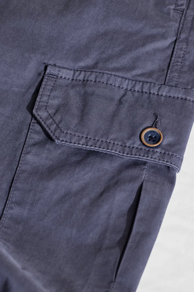 Greyish Blue Relaxed Fit Cargo Pants