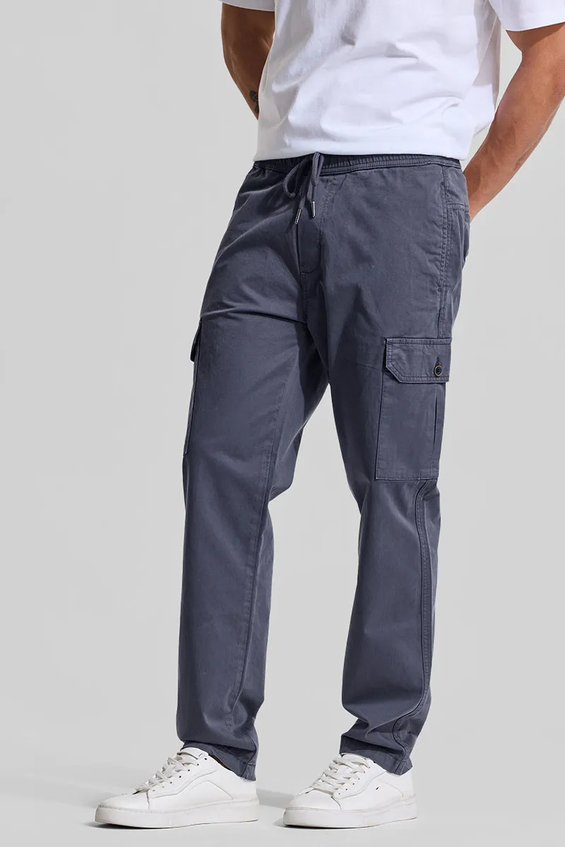 Greyish Blue Relaxed Fit Cargo Pants