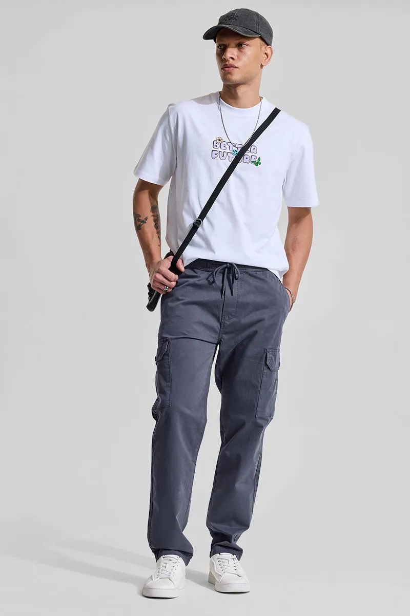 Greyish Blue Relaxed Fit Cargo Pants
