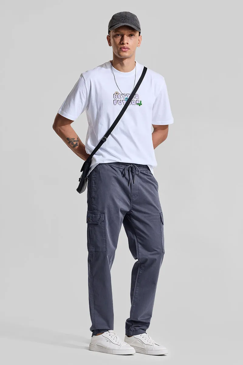Greyish Blue Relaxed Fit Cargo Pants