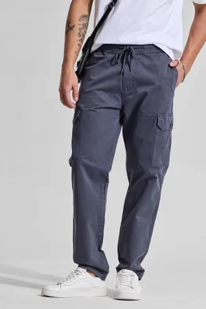 Greyish Blue Relaxed Fit Cargo Pants