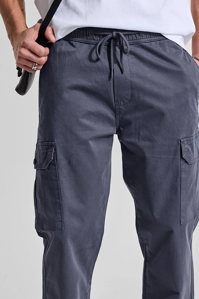 Greyish Blue Relaxed Fit Cargo Pants