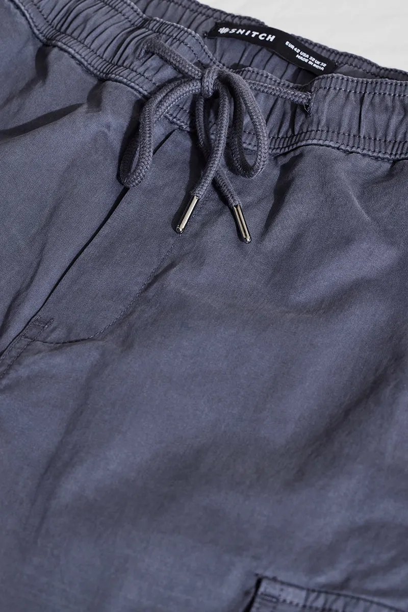 Greyish Blue Relaxed Fit Cargo Pants