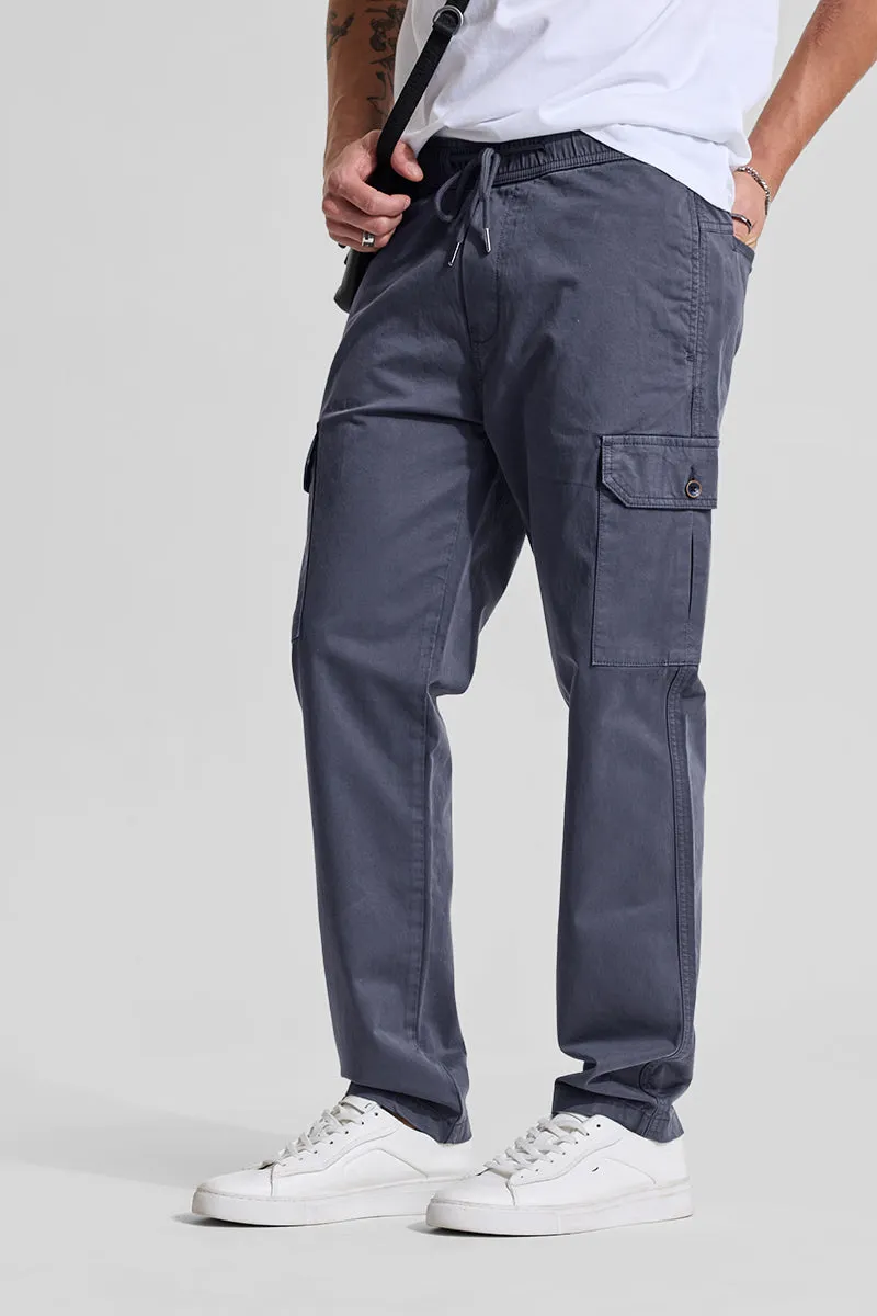 Greyish Blue Relaxed Fit Cargo Pants