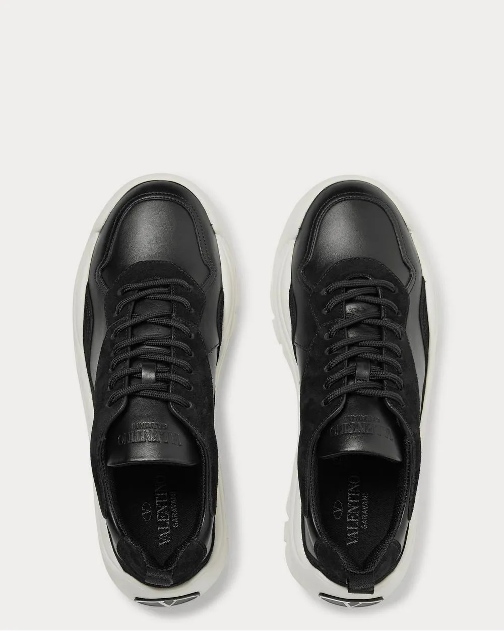 Gumboy Suede-Trimmed Leather  Black low top sneakers