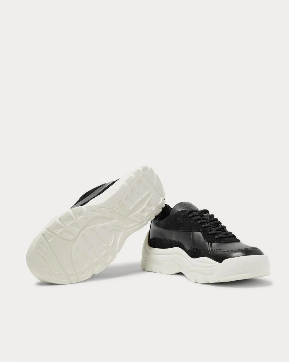 Gumboy Suede-Trimmed Leather  Black low top sneakers