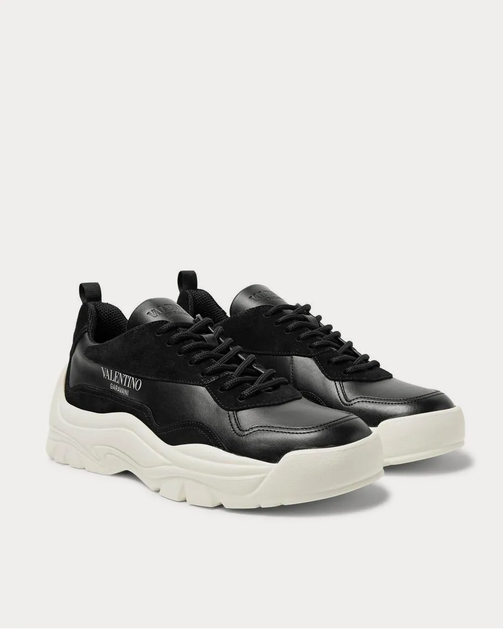 Gumboy Suede-Trimmed Leather  Black low top sneakers
