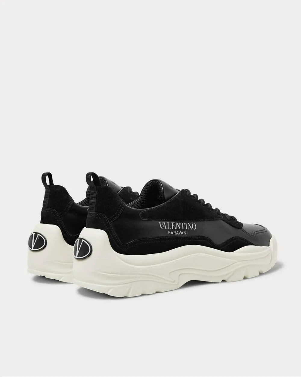 Gumboy Suede-Trimmed Leather  Black low top sneakers