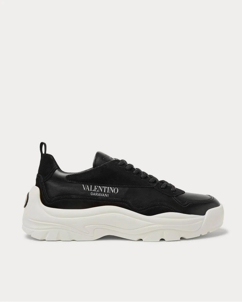 Gumboy Suede-Trimmed Leather  Black low top sneakers