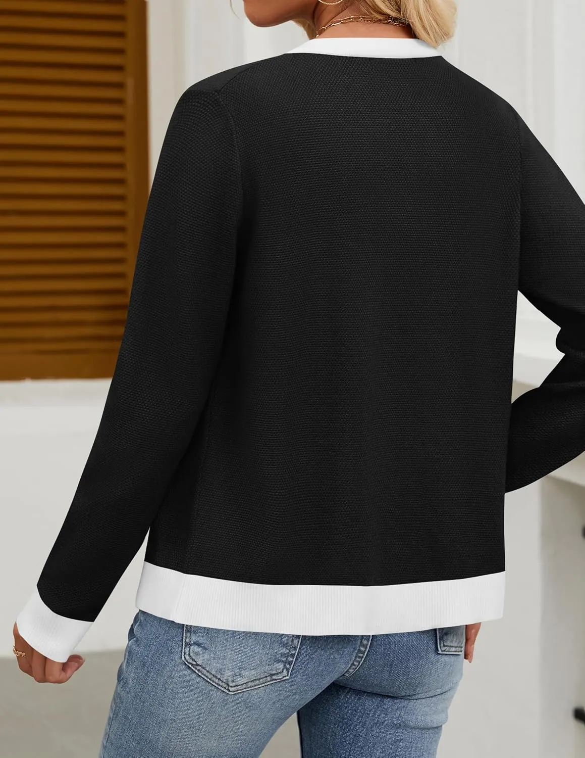 HAEOF Womens 2025 Long Sleeve Lightweight Cardigan Sweaters Fall Button Down Textured Loose Fit Knitted Blouses