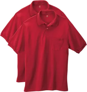 Hanes mens Short-sleeve Jersey Pocket (Pack of 2) polo shirts, Deep Red, XX-Large US