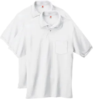Hanes mens Short-sleeve Jersey Pocket (Pack of 2) polo shirts, White, XX-Large US