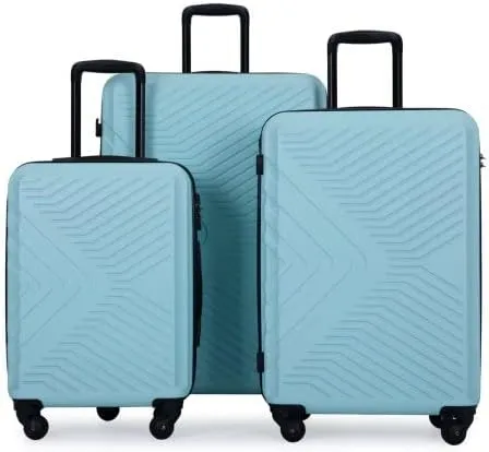 Hardshell Luggage Set, 3 Piece, Light Blue, Rolling Suitcase with Spinner Wheels